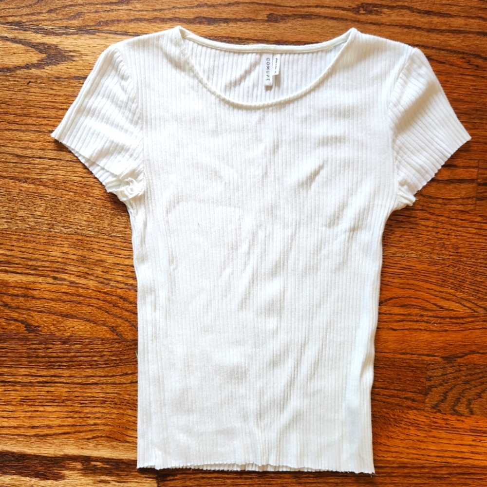 Bright White Fitted Stretch Ribbed Top